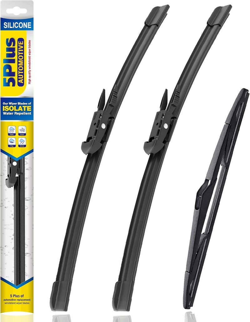 5PLUS ® Silicone Windshield Wipers Replacement for 2012 2013 2014 2015 2016 2017 2018 Ford Focus Wiper Blades(Set of 3),Automotive Replacement Windshield Wiper Blades For My Car-28"/28"/12" - Image 1